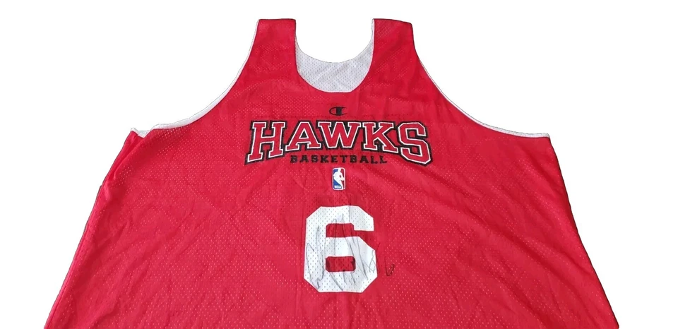 SIGNED Champion NBA Authentics Atlanta Hawks Cal Bowdler #6 Reversible Jersey - Image 3 of 4