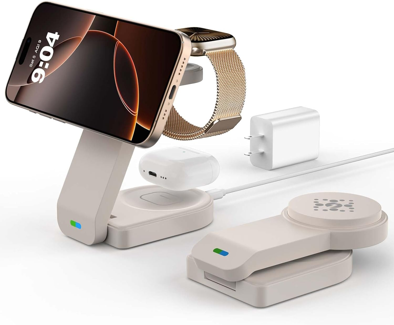 3 in 1 Wireless Charging Station Compatible with Apple,Foldable Magnetic Wire...