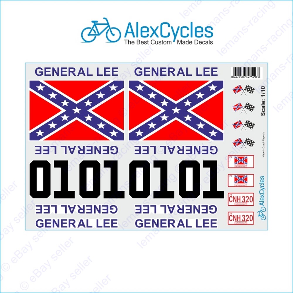 GENERAL LEE DUKE OF HAZZARD 1/10 Scale Decals Stickers Cut Kit RC Car Tamiya HPI