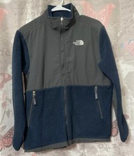 The NORTH FACE Jacket Youth Boys XL Blue/Gray Denali Fleece Full Zip Coat Hike