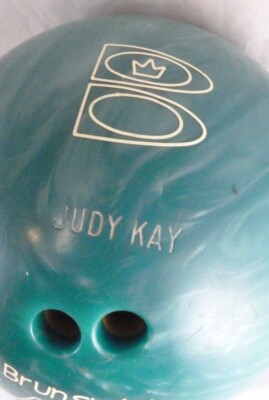 Vintage Brunswick LASER 14lbs Teal Bowling Ball Drilled 14 lb