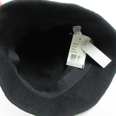 Badgley Mischka Hat Black Buckle Melton Cloche Bucket Wool 