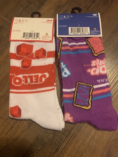 NEW Odd Sox Pop Tarts Purple & Red Jello Crazy Funny Novelty Crew Socks Set Of 2 - 第 2/6 張圖片
