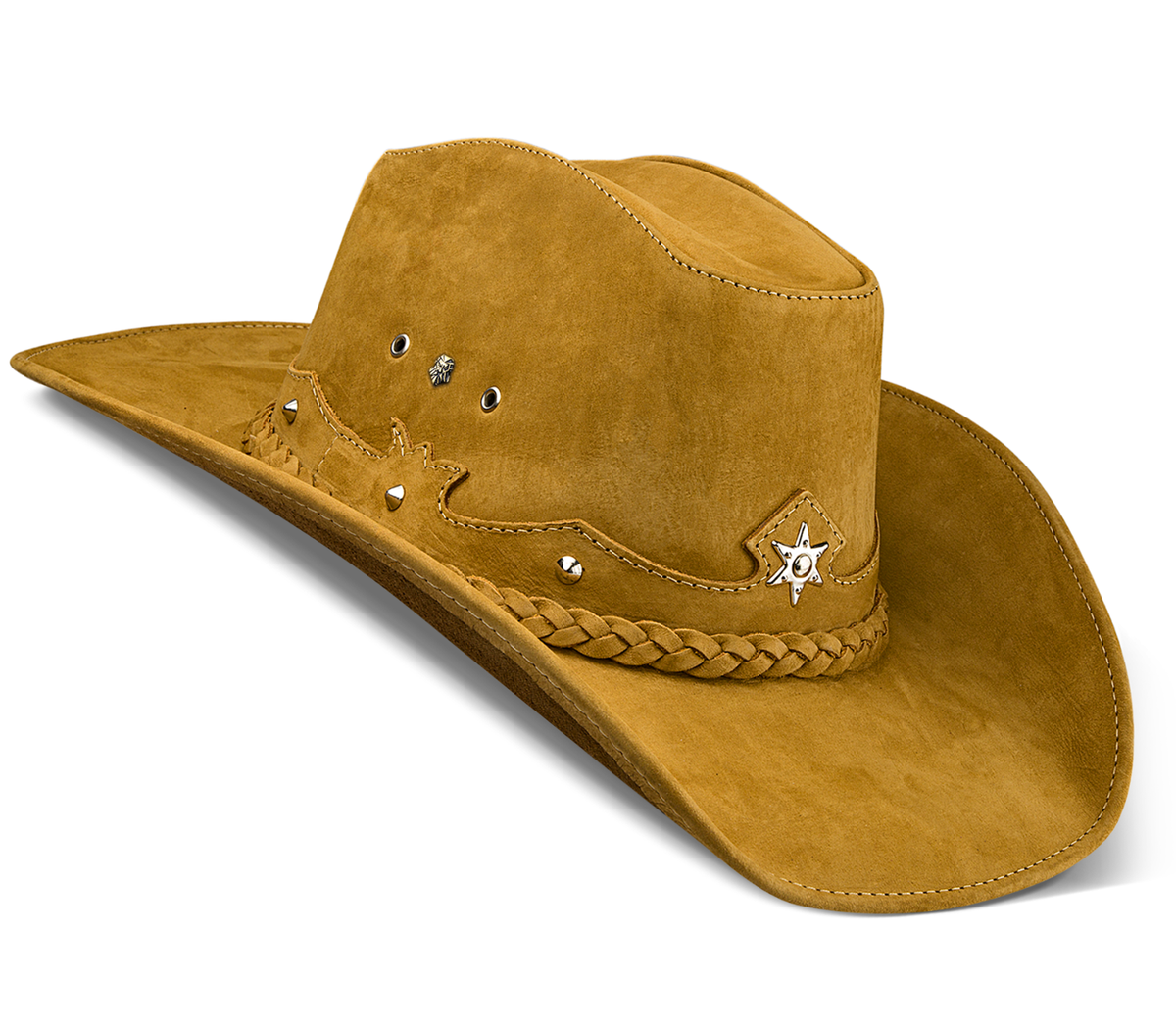 Cowboy Hat Western Genuine Leather Hats Beige for Womens 