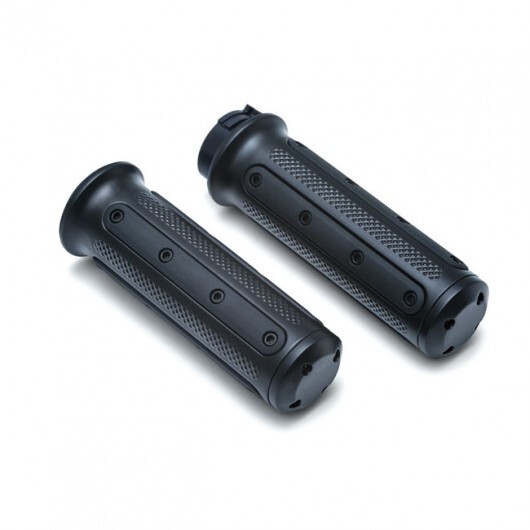 Poignées Kuryakyn Heavy Industry noires pour moto Harley-Davidson depuis 1981