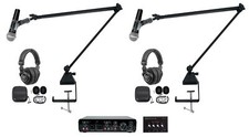 Rockville R-TRACK 2x2 2-Person Podcast Kit-Dynamic Microphones Booms Headphones