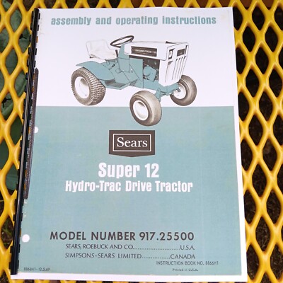 Sears Super 12 Hydro-trac Drive Tractor Owner manual 917.25500 17 Pages