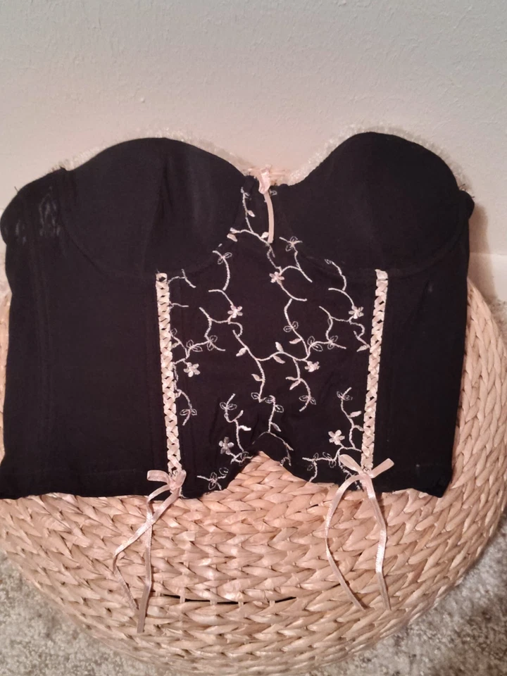 Sexy Vintage Bustier Dama Corsé Top y Ropa Interior, Negro TALLA 34 C MEDIANO Foto 3 de 4