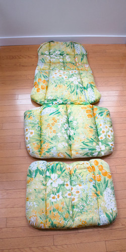 Vintage Homecrest Riviera High Back Arm Chair & Ottoman Cushions-AS IS