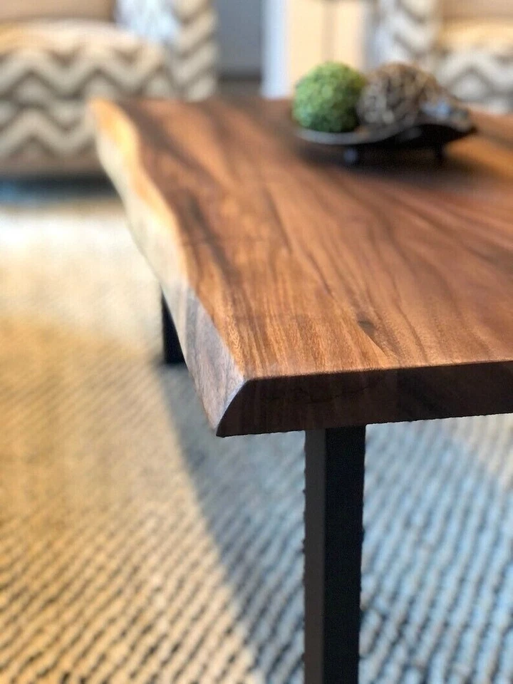 Coffee Table - Tropical Hardwood, Live Edge Coffee Table, Wooden engraved Gift - Image 2 of 4