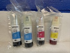 Epson Genuine 512 Cyan Magenta Yellow Ink Tank Bottles Lot Of 4 08/2024 New
