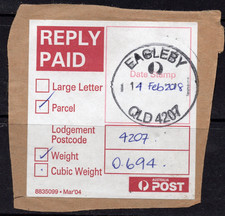 14 FEB 2018 Eagleby, QLD 4207 postmarked LABEL REPLY PAID