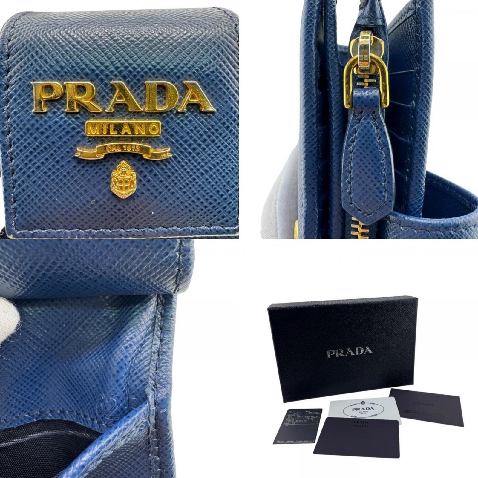 PRADA 1ML005 Flap Saffiano Bifold Wallet, Blue, Women's GZl1f7vs thumbnail 16