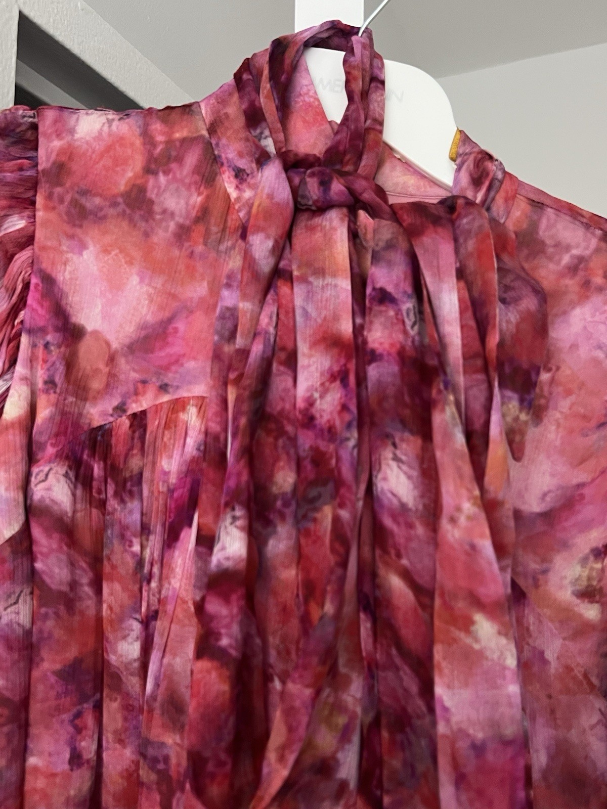 NWT Zimmermann KALEIDOSCOPE TIE NECK BLOUSE Pink Size AU 1/ US6