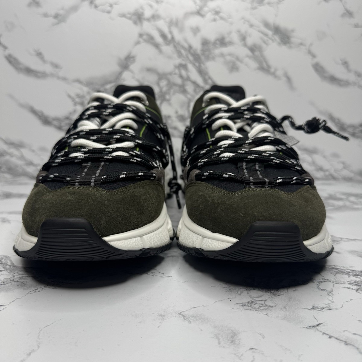 Versace Trigreca Sneakers Men Black Olive Green Suede Greca 