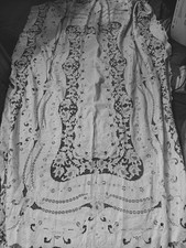 tovaglia da lavoro vintage grande lino ricamato a mano taglio 94 x 60