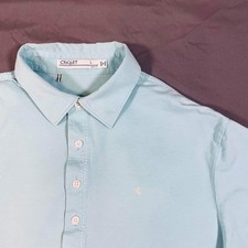 Criquet Mens Performance Polo Shirt Soft Blue Short Sleeve Size L
