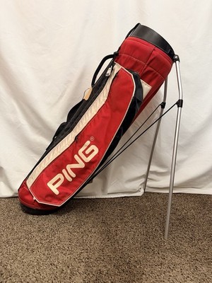 Vintage PING Karsten Hoofer Stand Bag Metallic Red/Gray 4 Way w