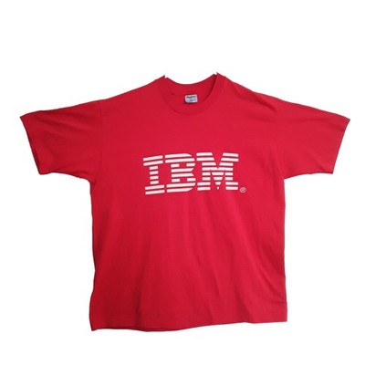 Vintage IBM T Shirt Red Corporate Technology Software Computer 80s USA  Men's XL