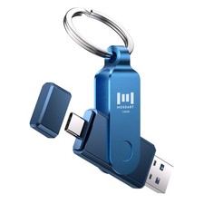 128GB USB C and A 3.2 150MB/s Dual Flash Drive with Keychain, Navy