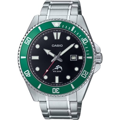 Casio Men's Watch Rotating Bezel Black Dial Silver Bracelet MDV-106DD-1A3VCF