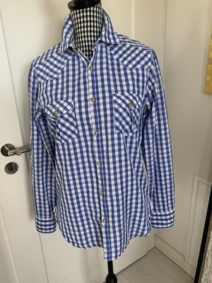 DNL Damen Bluse blau/weiß/kariert, Vichy Karo Gr. 38 100% Baumwolle