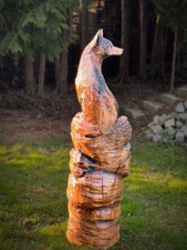 Große Holz Fuchs Figur 1.35m Garten Eule Deko Geschenk Geburtstag Frühling Wald