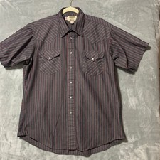 Ruddock Men's Western Pearl Snap Shirt XL Gray Red Short Sleeve USA Made Western