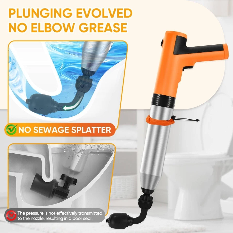 Eliminador de zuecos de drenaje de serpiente de inodoro eléctrico de alta presión, sin salpicaduras Foto 3 de 4