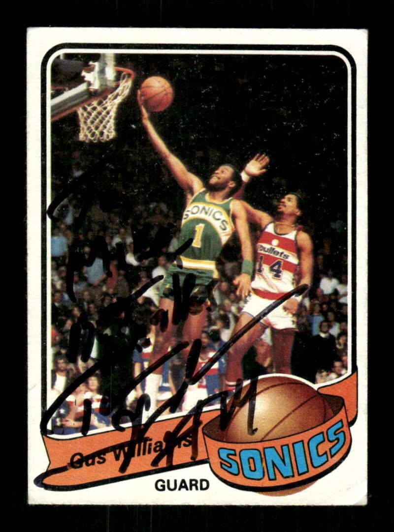 1979-80 Topps #27 Gus Williams signed autograph by Tom Henderson VGEX BXCP74