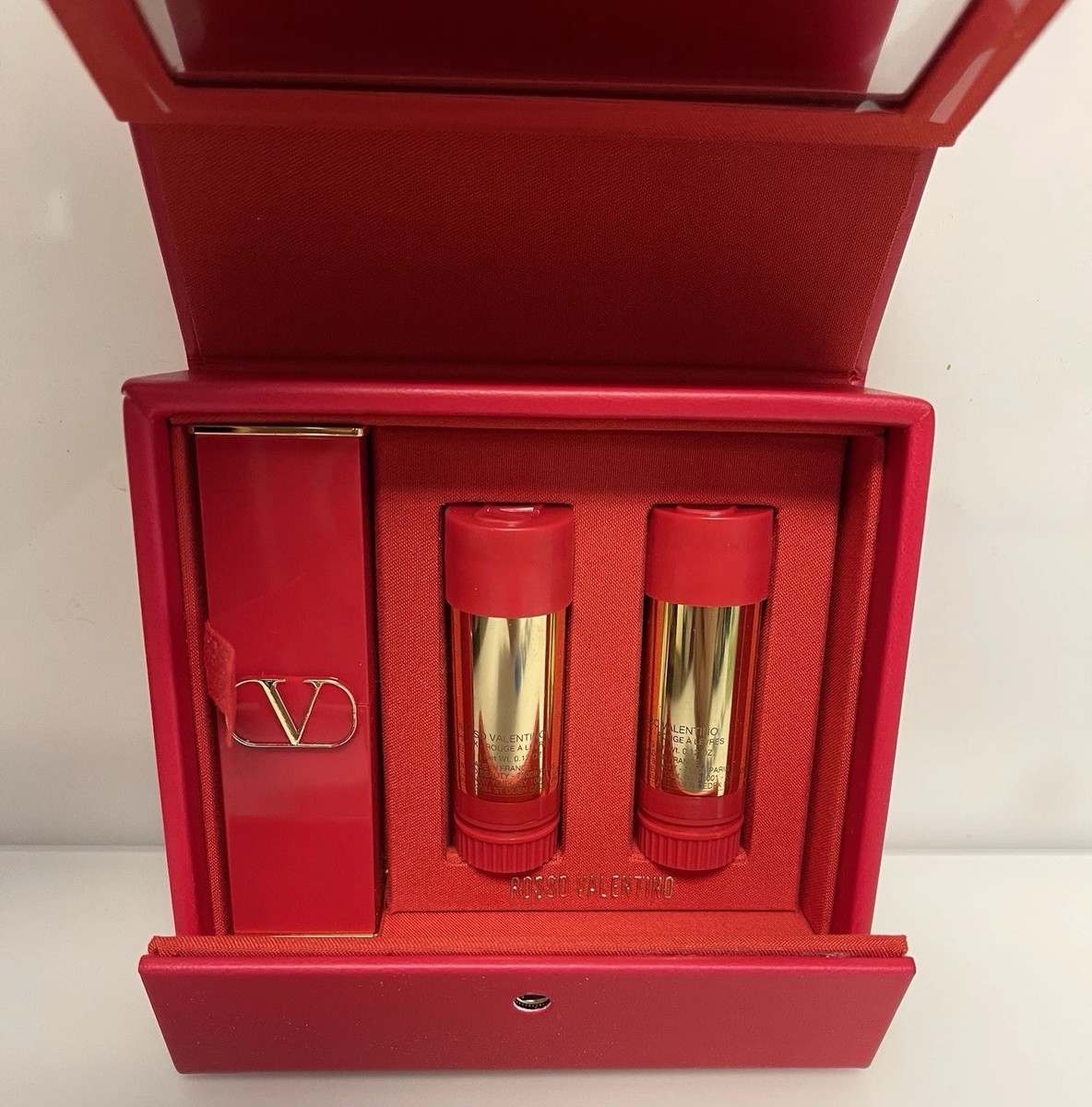Rosso Valentino Couture Lipstick Set 100R 107A 22R Refillable for