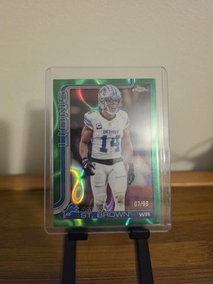 Topps 2025 Chrome Green Wave Refactor Amon-Ra St. Brown 7/99