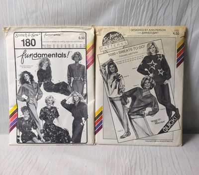 2 Vintage Stretch & Sew Patterns. 180 Fundamentals, In-Ann Instant Sweats To Go.