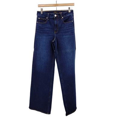 Quince Women Bella Stretch Wide Leg Jeans Midnight Blue Pants 28