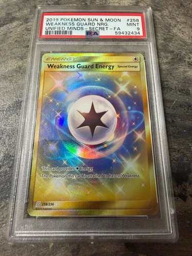 Weakness Guard Energy (Secret) 258/236 Sm-Unified Minds Holo PSA 9
