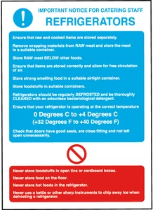 Food Safety Hygiene Sign Fridge Refrigerators Self Adhesive Vinyl Sticker