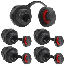 5pcs RJ45 Ethernet LAN Cable Connector CAT6 Shielded Industrial Panel Mount B...