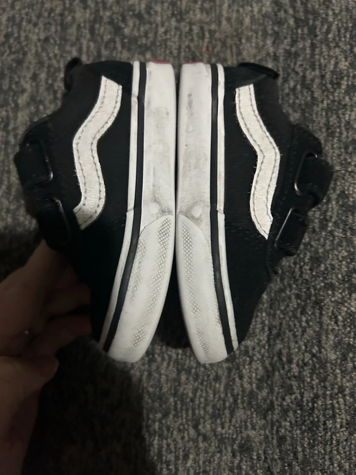 Vans Old Skool V Low Top Black White Toddler Size 4 - Image 3 of 4