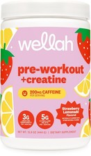 Wellah Pre-Workout  Creatine Powder Strawberry Lemonade 30 Servings