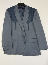 VINTAGE CIRCLE S WESTERN BLUE MEN'S SIZE 48R BLAZER SPORT JACKET cowboy core