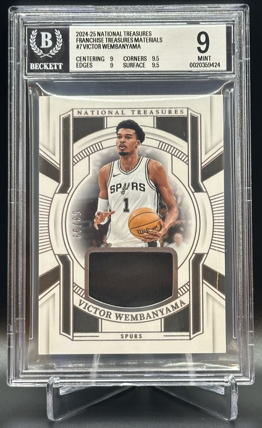 '24 National Treasures Victor Wembanyama 1st YR Licensed GAME WORN JSY /99 BGS 9 view 3