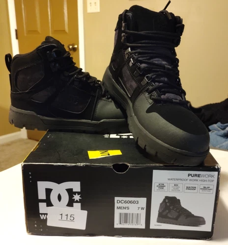 NEW DC PureWork Shoes Sz 7 W Black Camo Composite Toe Waterproof High Top EH