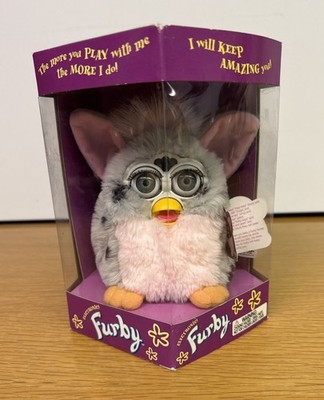 1998 VINTAGE FURBY (Leopard) Grey-Pink with BLUE Eyes (70-800 1998 VINTAGE FURBY (Leopard) Grey-Pink with BLUE Eyes (70-800