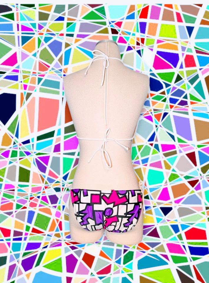 OP OCEAN PACIFIC 2 piezas BLOQUE DE COLORES rosa intenso geométrico bikini traje de baño juniors LG Foto 3 de 4