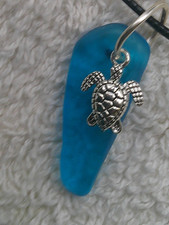 hawaii  BLUES Sea glass jewelry hawaii sea glass necklace 18 black leather chord