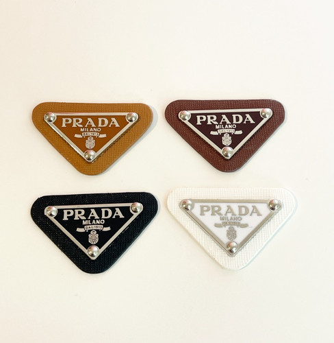 Designer Black Triangle Silver Logo Plate Leather Set of 4