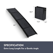 Dog Ramp For Car 65x17 Large Folding Pet Stair Ramps Truck SUV With Non-Slip