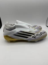 Adidas F50 Elite JH7625 Unisex M9.5/W10.5 White Gold Laceless FG Soccer Cleats