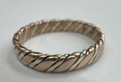 Gedrehter Spiral-Ehering 9 kt Rot- & Weißgold UK-Größe P US-Größe 7,5