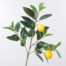 Artificial Lemon Tree Branch With Green Leaves Fake Fruit Stem For Home Decor UK